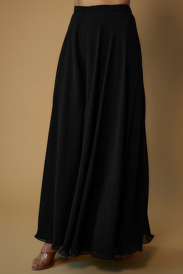 Black Georgette Embroidered Party Wear Anarkali Set by FATIZ at Pernia's Pop Up Shop