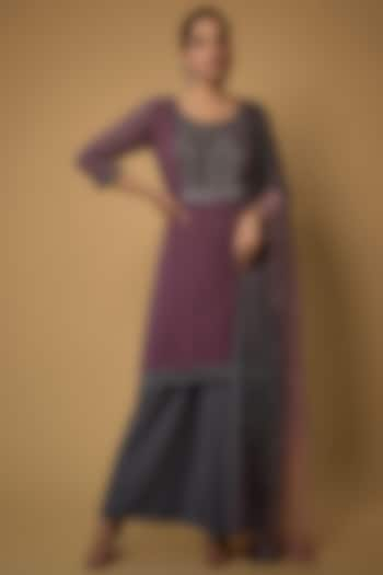 Mauve Georgette Embellished Anarkali Set by FATIZ at Pernia's Pop Up Shop