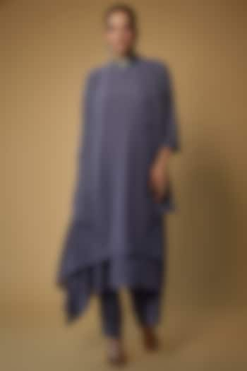 Grape Grey Georgette Embellished Kurta Set by FATIZ at Pernia's Pop Up Shop