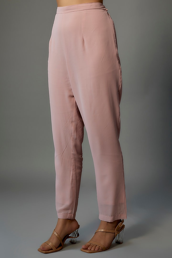 Blush Pink Georgette Embellished Kurta Set by FATIZ at Pernia's Pop Up Shop