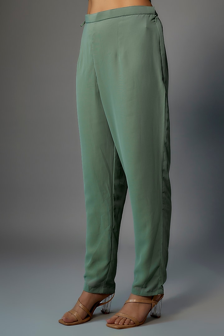 Sage Green Georgette Embellished Kurta Set by FATIZ at Pernia's Pop Up Shop