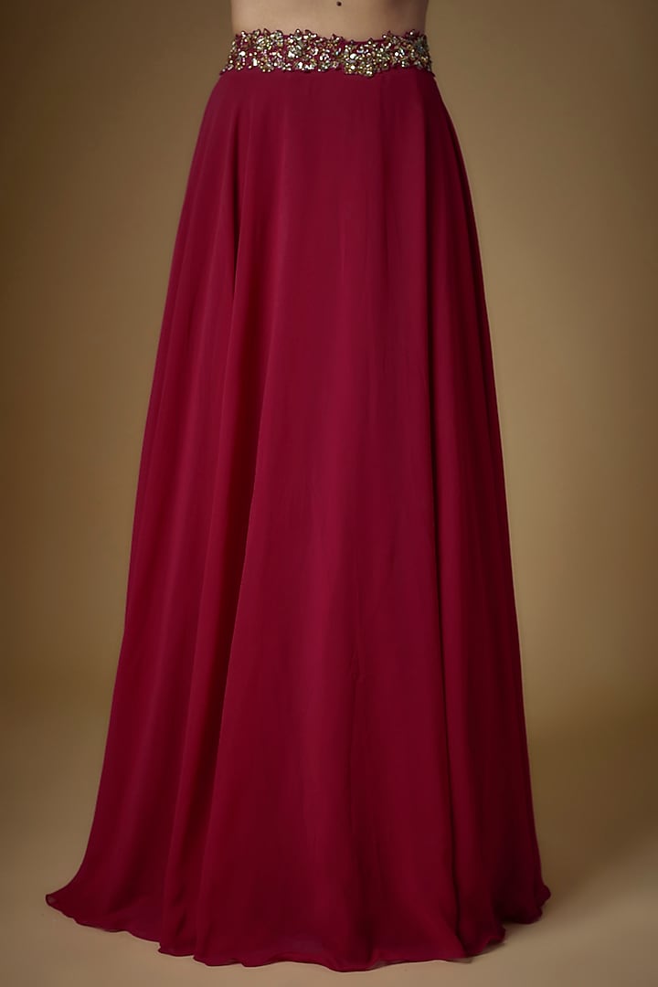 Rani Pink Georgette & Tulle Skirt Set by FATIZ at Pernia's Pop Up Shop