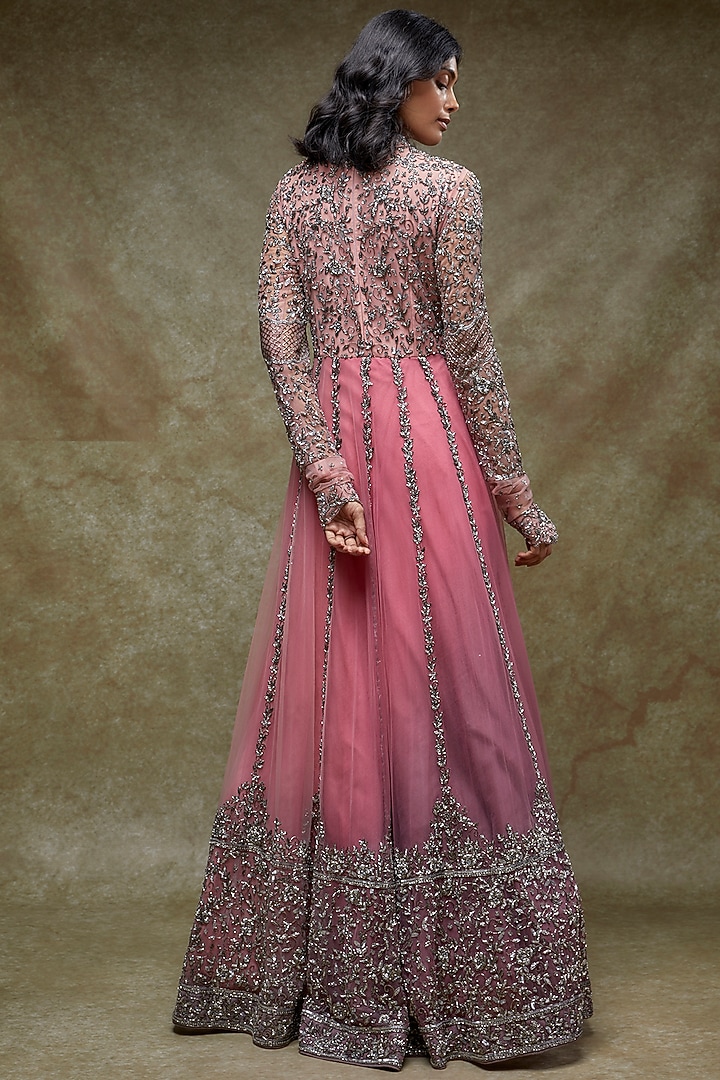 Pink Shaded Tulle Embroidered Wedding Gown by FATIZ at Pernia's Pop Up Shop