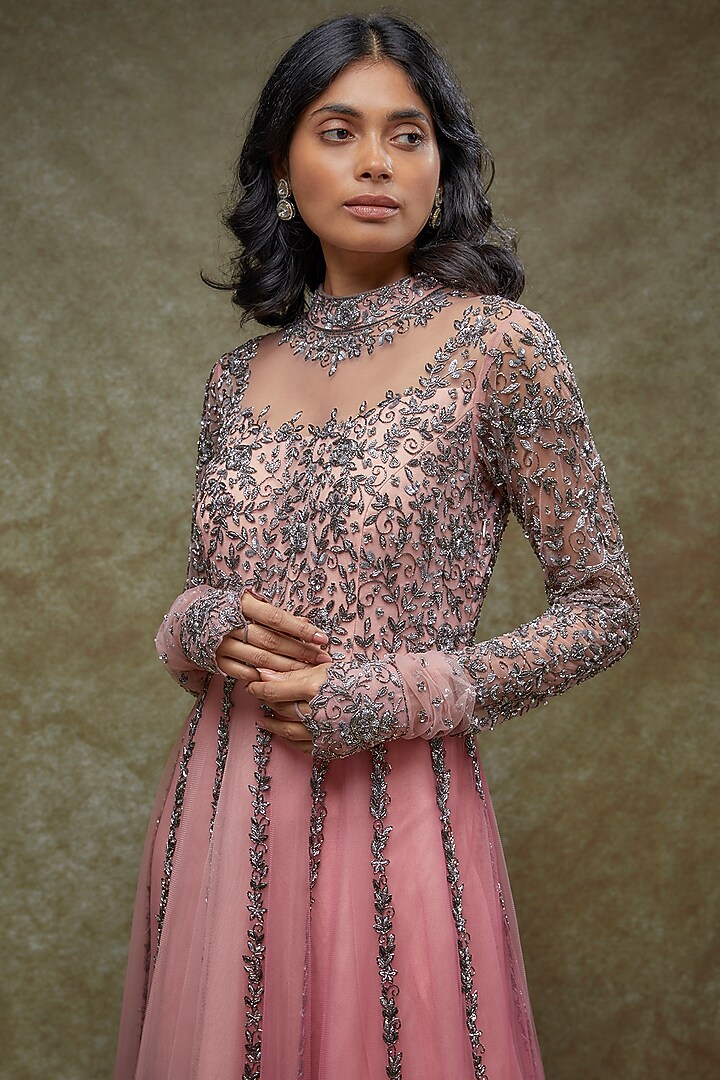 Pink Shaded Tulle Embroidered Wedding Gown by FATIZ at Pernia's Pop Up Shop