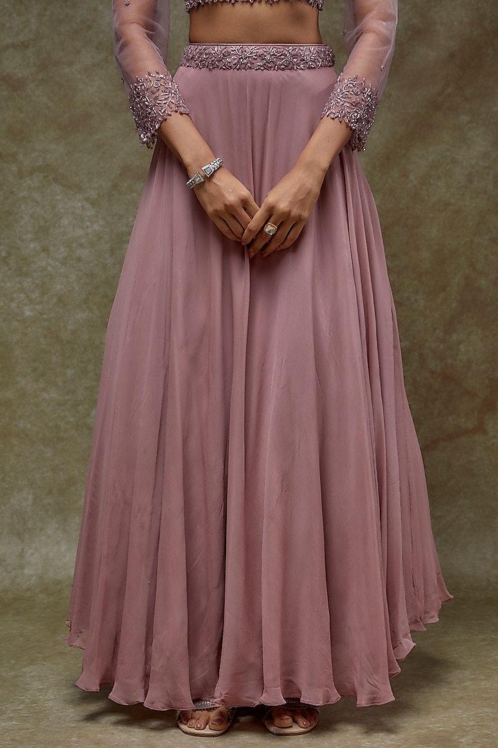 Onion Pink Georgette Wedding Lehenga Set by FATIZ at Pernia's Pop Up Shop