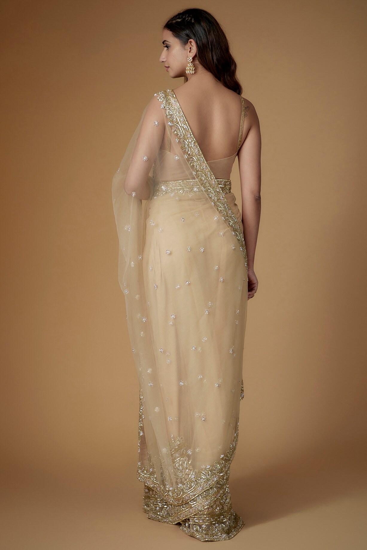 French Silk Crystal Embellished Saree