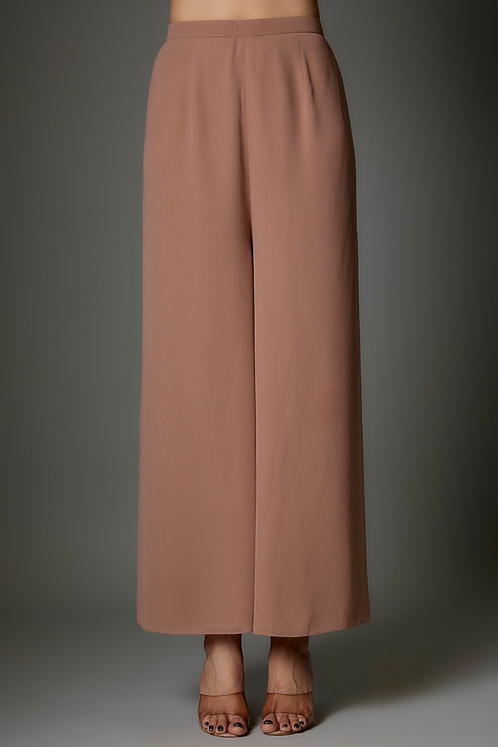Ivory & Dusty Rose Georgette & Russian Silk Co-Ord Set by FATIZ at Pernia's Pop Up Shop