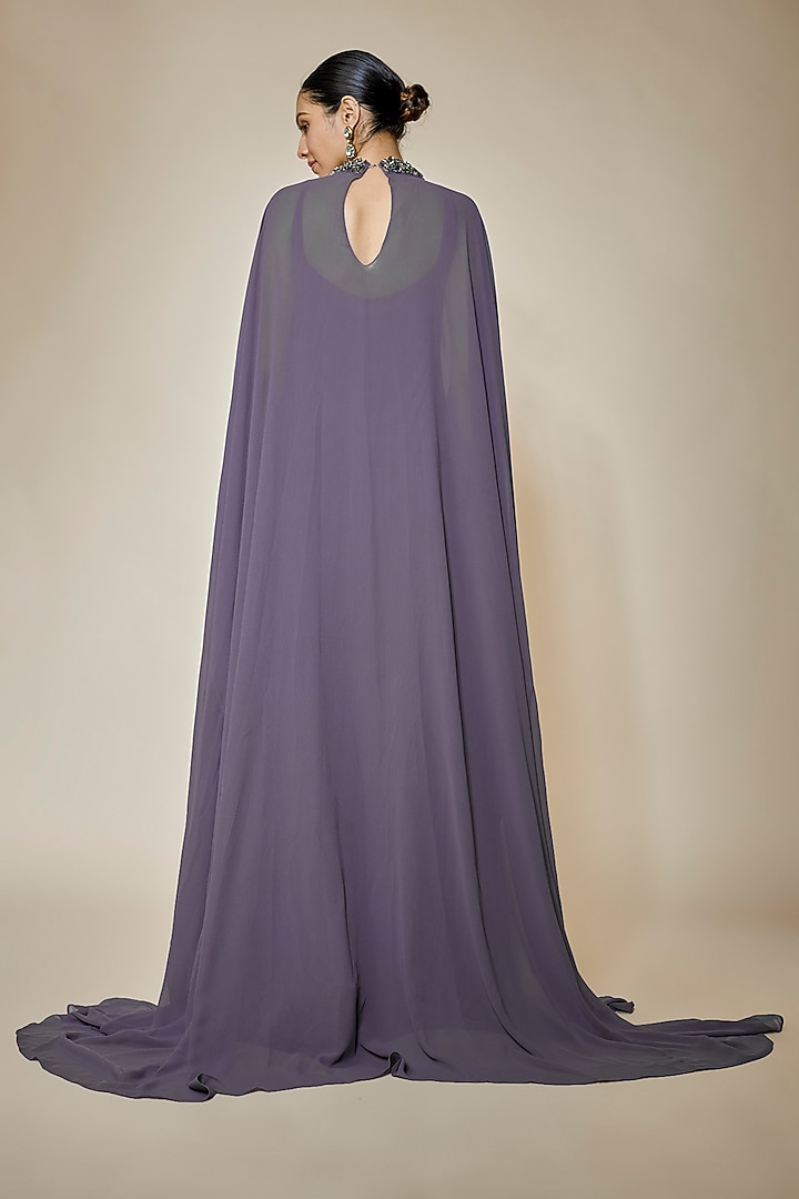 Purple Georgette Flowy Kaftan by FATIZ at Pernia's Pop Up Shop
