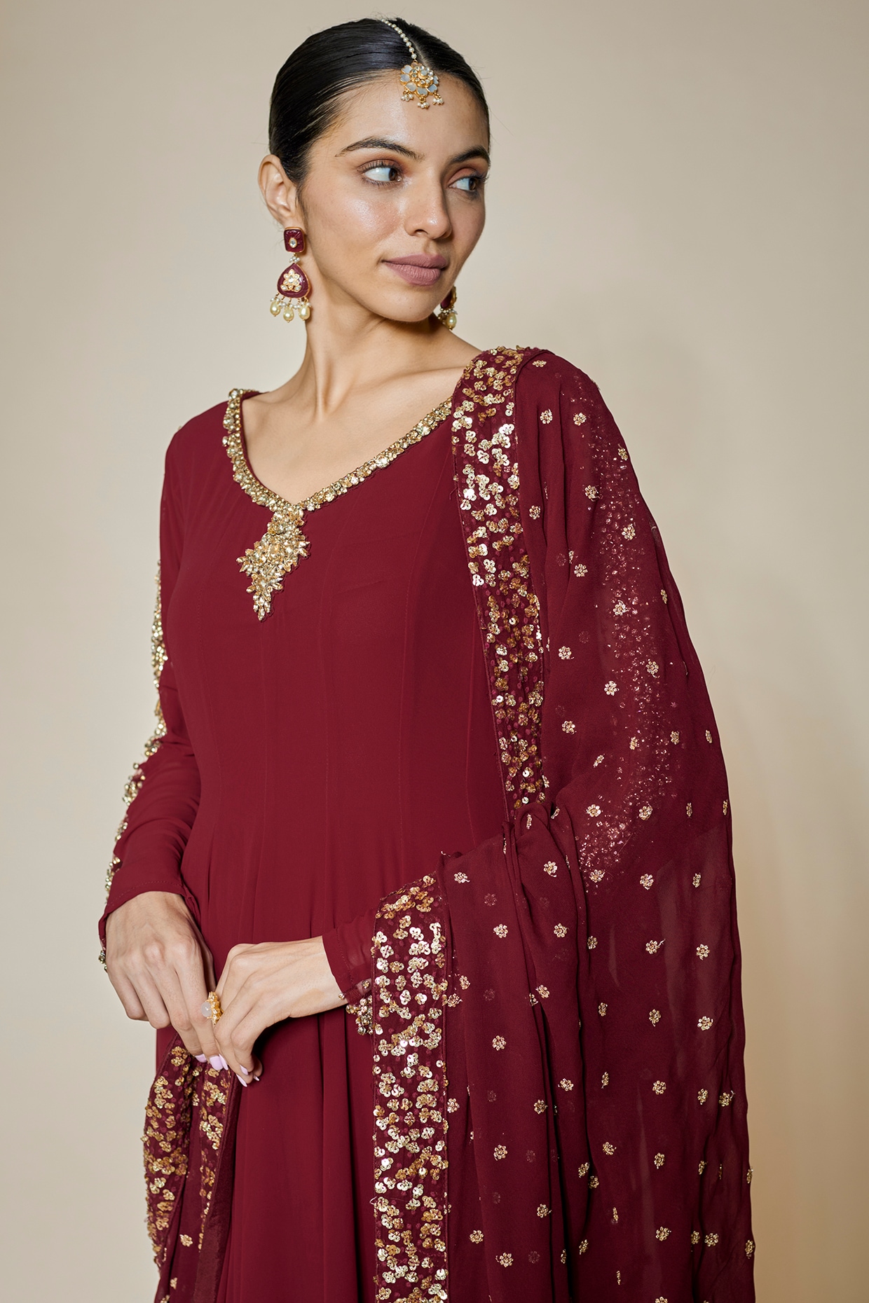 Maroon anarkali store