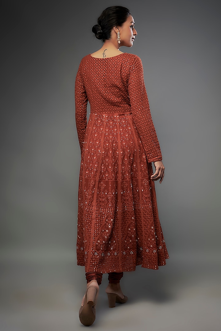 Pale Yellow Georgette Chikankari Embroidered Anarkali main image 1