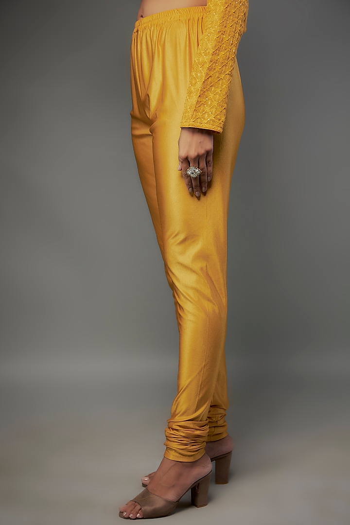 Mustard Yellow Tissue Georgette Sequins Embroidered Party Wear Anarkali Set by FATIZ at Pernia's Pop Up Shop