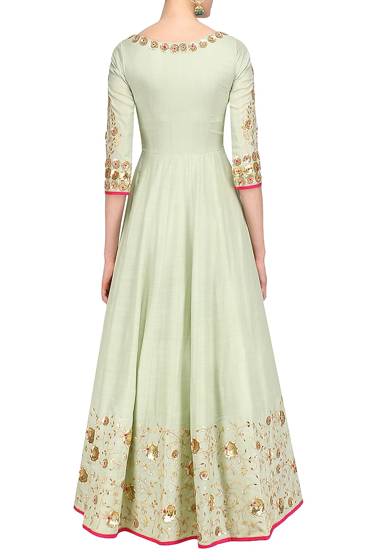 Pista Green Embroidered Anarkali Set available only at Pernia's Pop Up Shop.