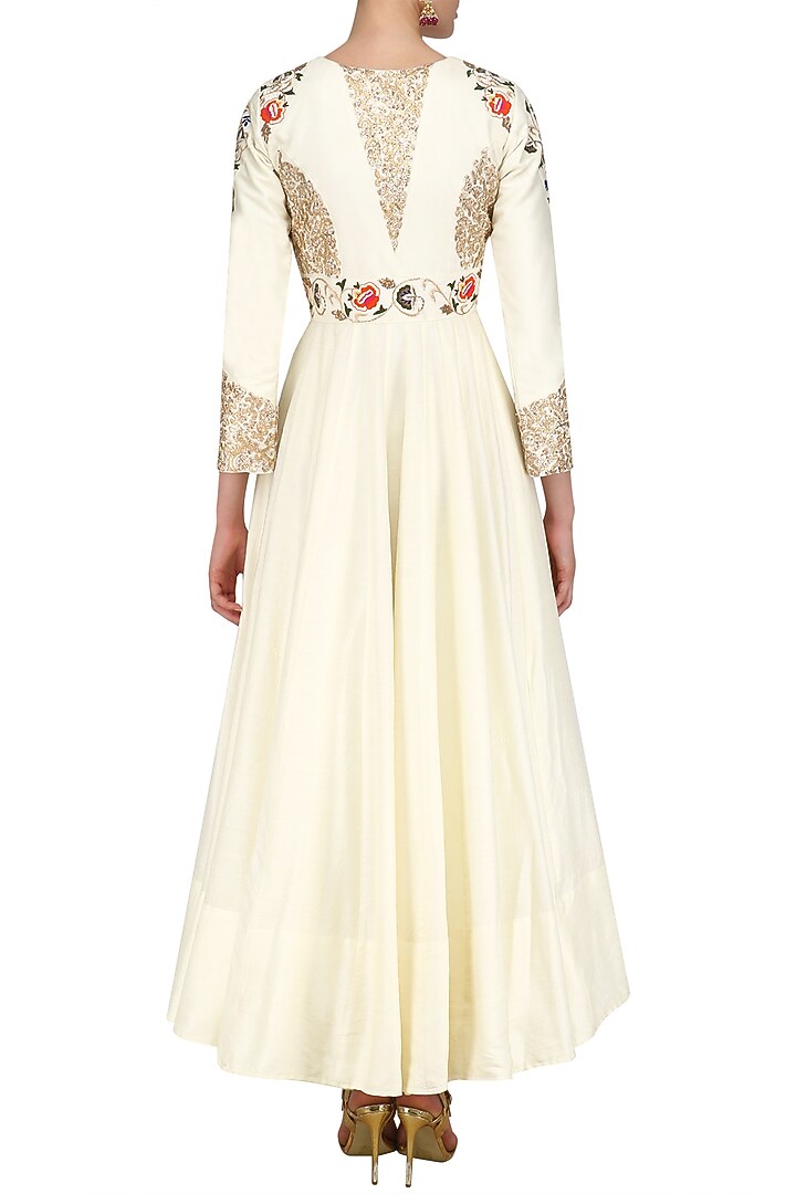 Ivory Zardozi Embroidered Kalidar Gown available only at Pernia's Pop Up Shop.
