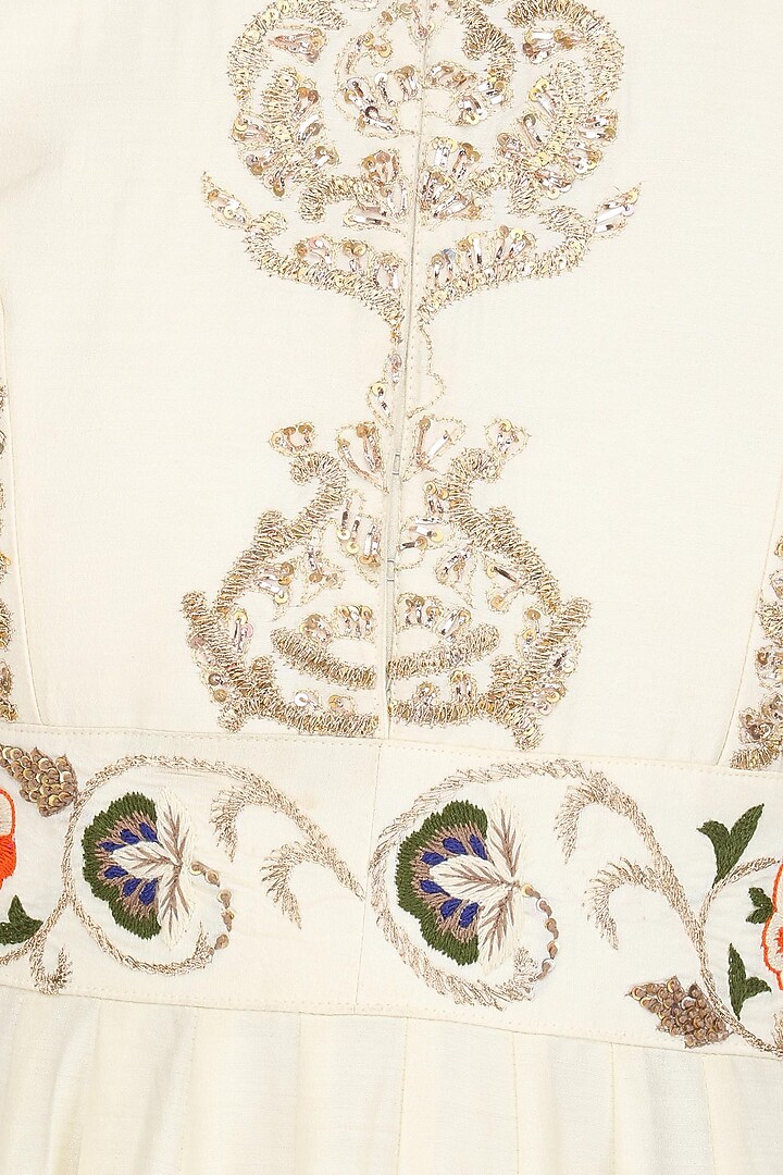Ivory Zardozi Embroidered Kalidar Gown available only at Pernia's Pop Up Shop.