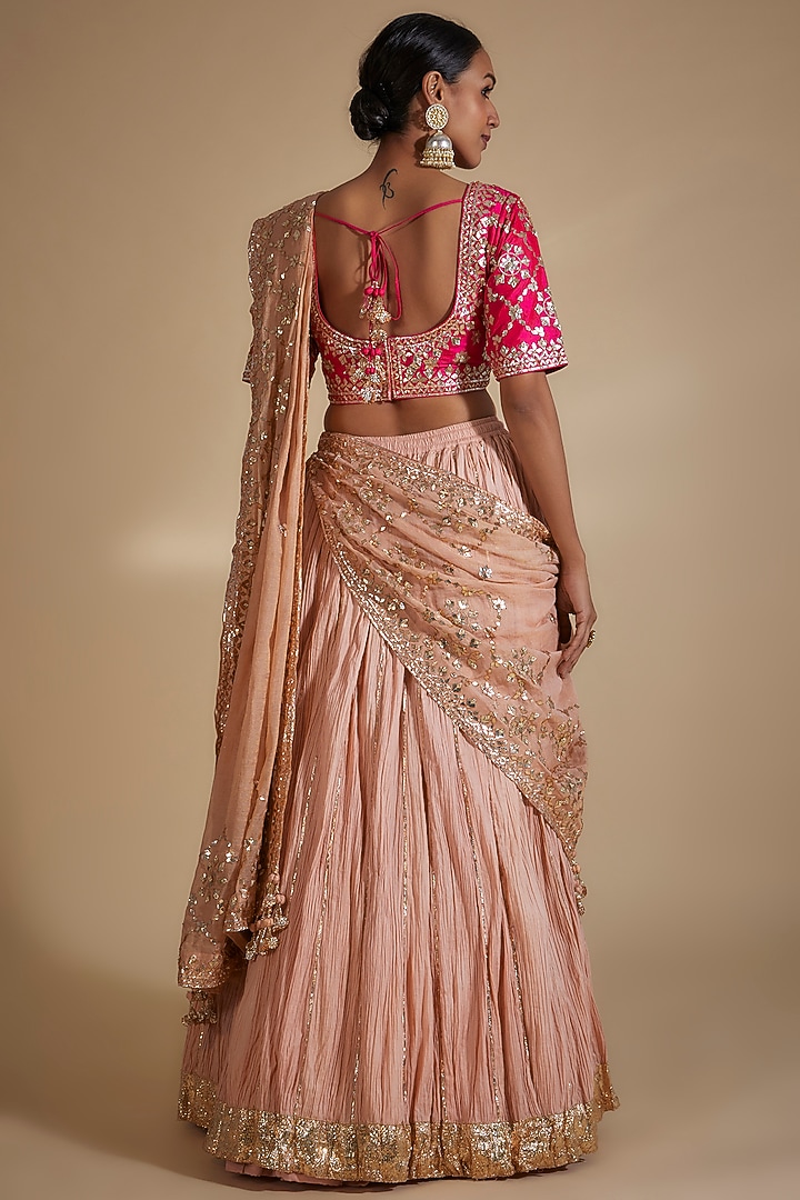 Peach Cotton Gota Work Bridal Lehenga Set by Faabiiana at Pernia's Pop Up Shop
