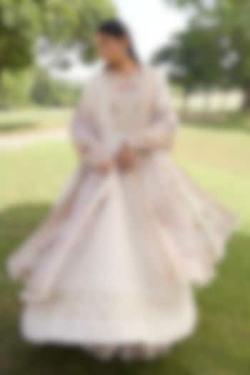 Ivory Lucknowi Bridal Anarkali Set by Faabiiana at Pernia's Pop Up Shop
