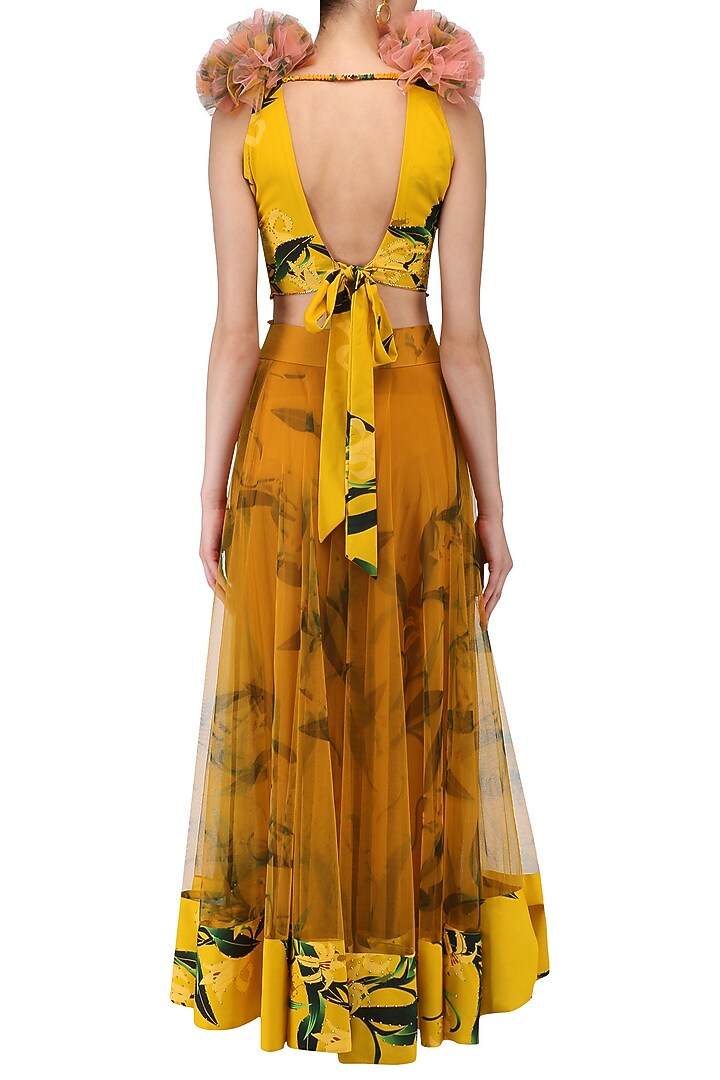 Mustard lily print skirt and knotted blouse set available only at Pernia's Pop Up Shop.