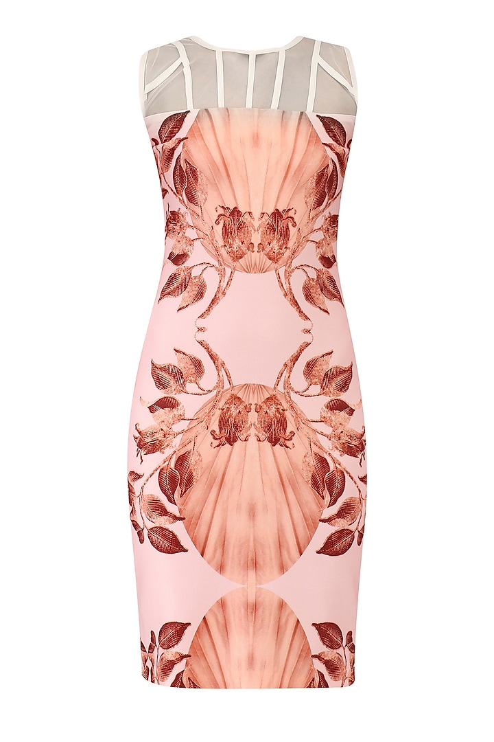 Pink lily print fitted dress available only at Pernia's Pop Up Shop.