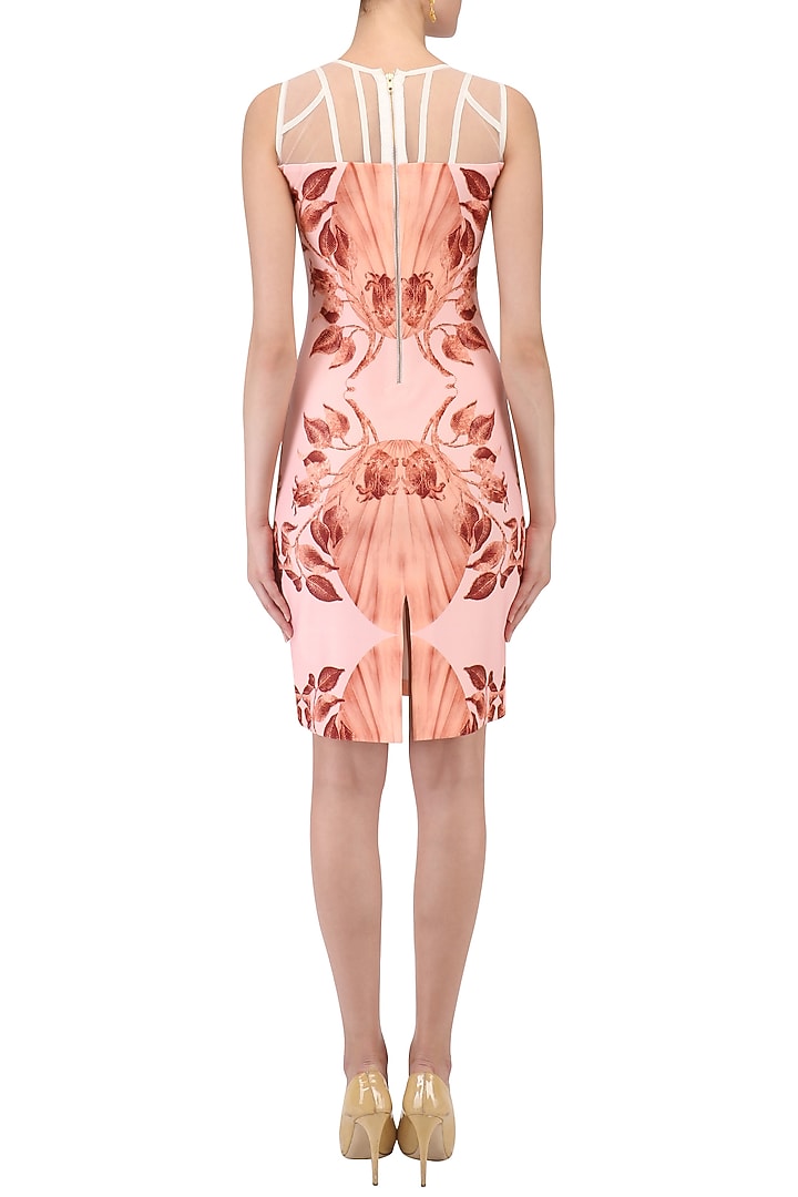 Pink lily print fitted dress available only at Pernia's Pop Up Shop.