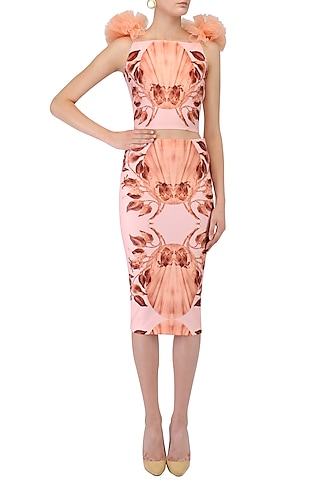 Pink Lily Printed Skirt Set by Farah Sanjana