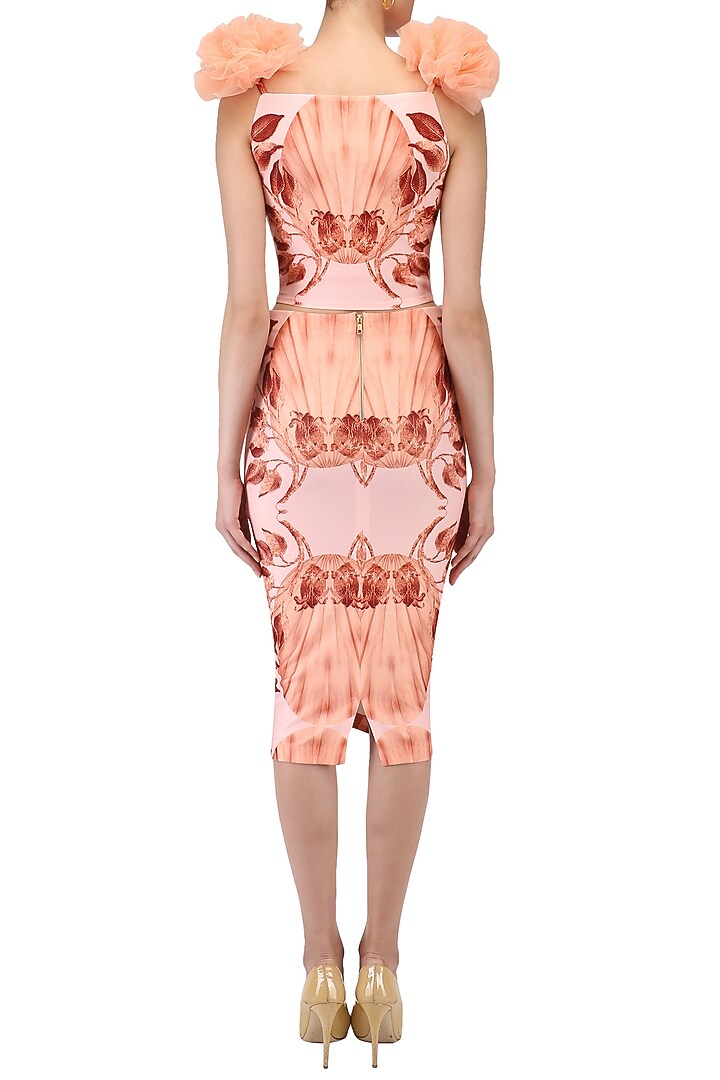 Pink lily print skirt and crop top set available only at Pernia's Pop Up Shop.