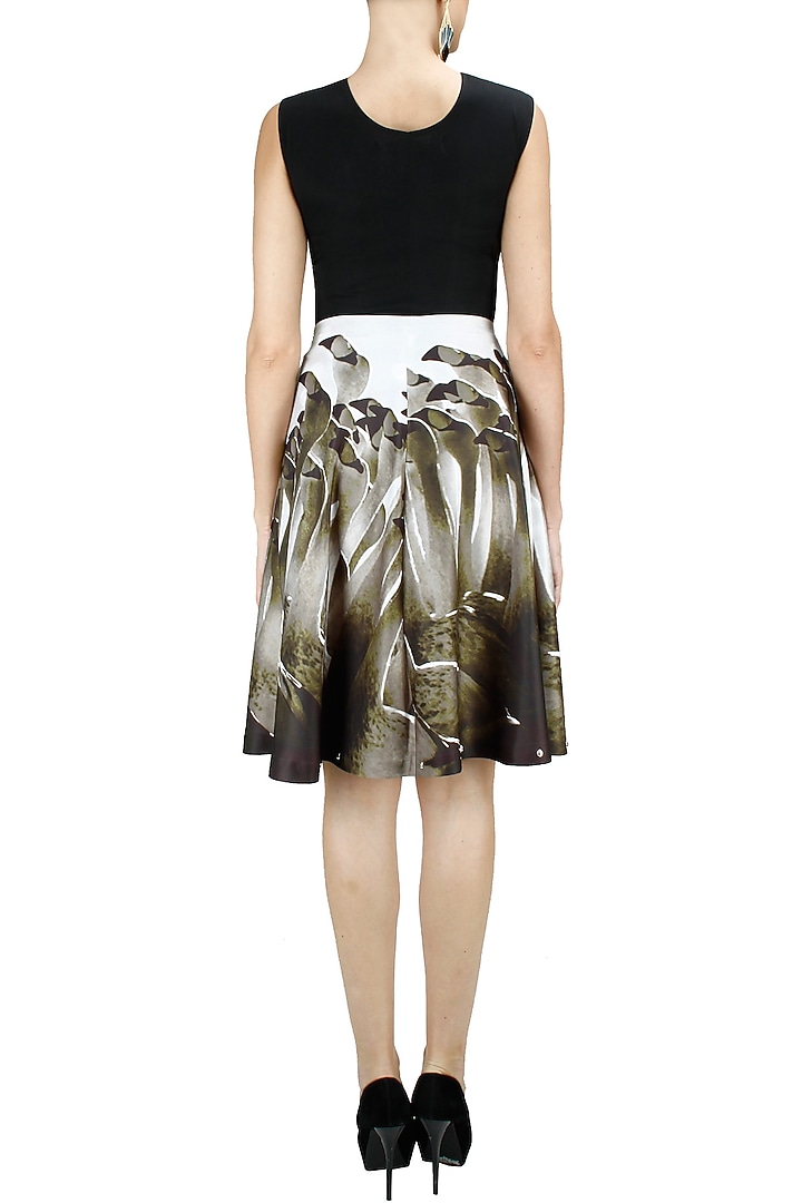 Black and white bodysuit with printed A-line skirt available only at Pernia's Pop-Up Shop.