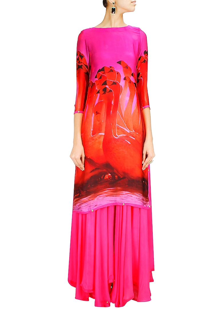 Flamingo printed lehenga set available only at Pernia's Pop-Up Shop.
