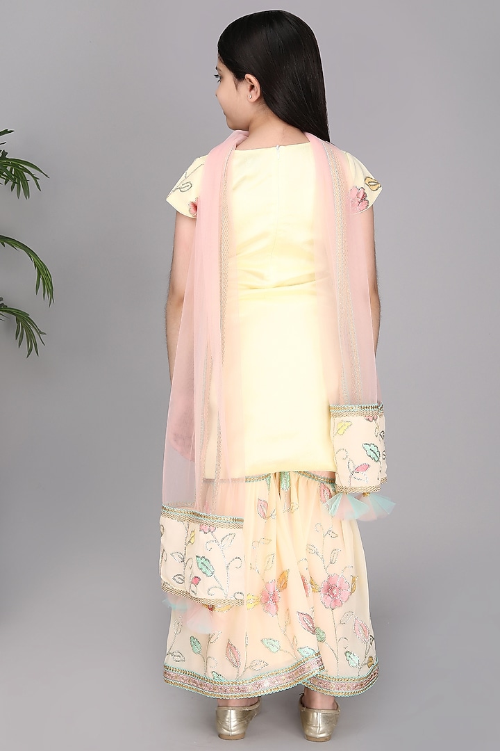 Lemon Yellow Georgette Sharara Set by Fashion Totz at Pernia's Pop Up Shop