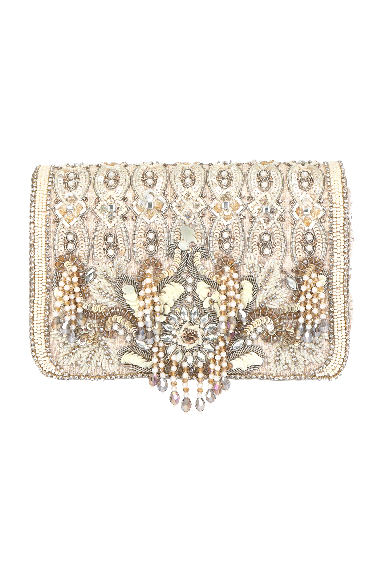 Gold Sequins Hand Embroidered Clutch by Fuchsia by Aashka Mehta at Pernia's Pop Up Shop
