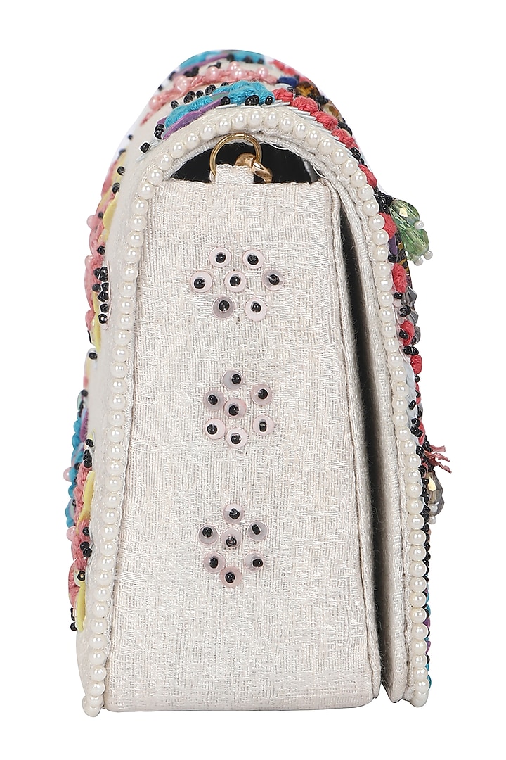Multi-Colored Hand Embroidered Clutch by Fuchsia by Aashka Mehta at Pernia's Pop Up Shop