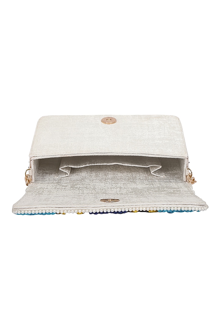 Multi-Colored Hand Embroidered Clutch by Fuchsia by Aashka Mehta at Pernia's Pop Up Shop