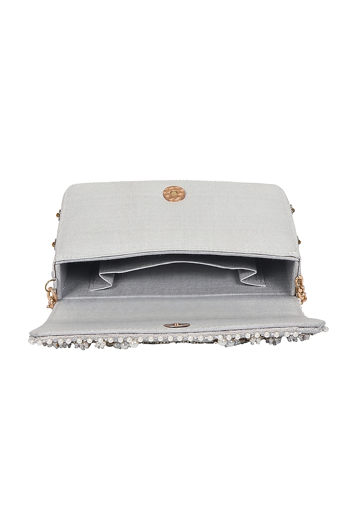 Ivory Hand Embroidered Clutch by Fuchsia by Aashka Mehta at Pernia's Pop Up Shop