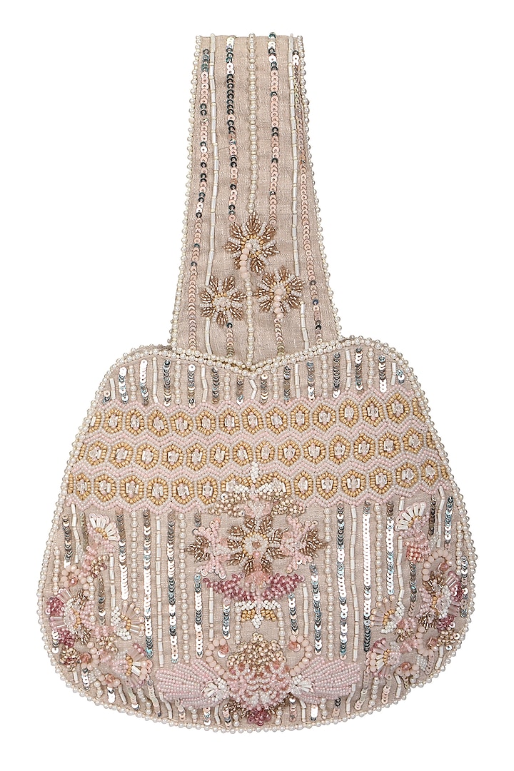 Pink Embroidered Potli Bag by Fuchsia by Aashka Mehta