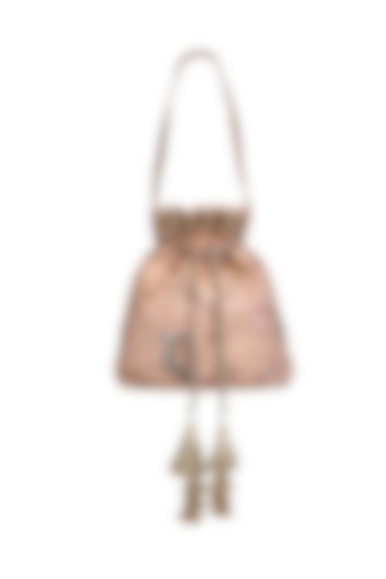 Peach Silk Embellished Potli by Fuchsia by Aashka Mehta at Pernia's Pop Up Shop
