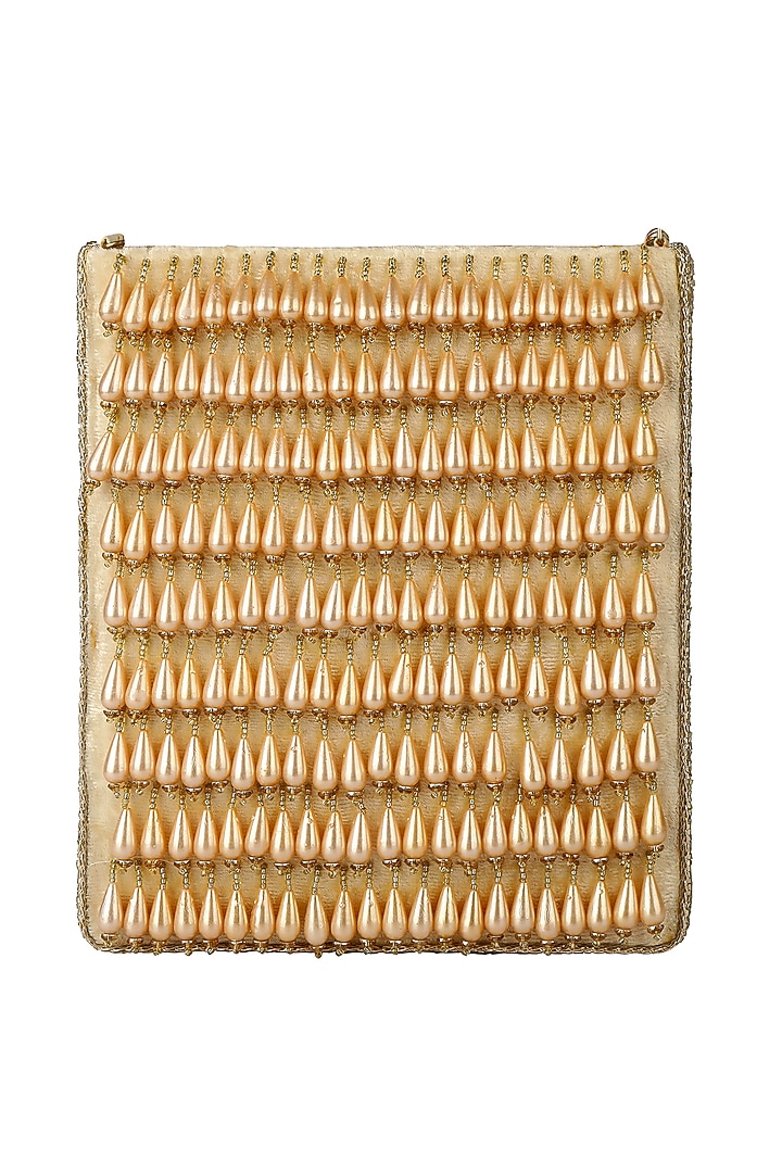 Gold Beaded Clutch by Fuchsia by Aashka Mehta at Pernia's Pop Up Shop
