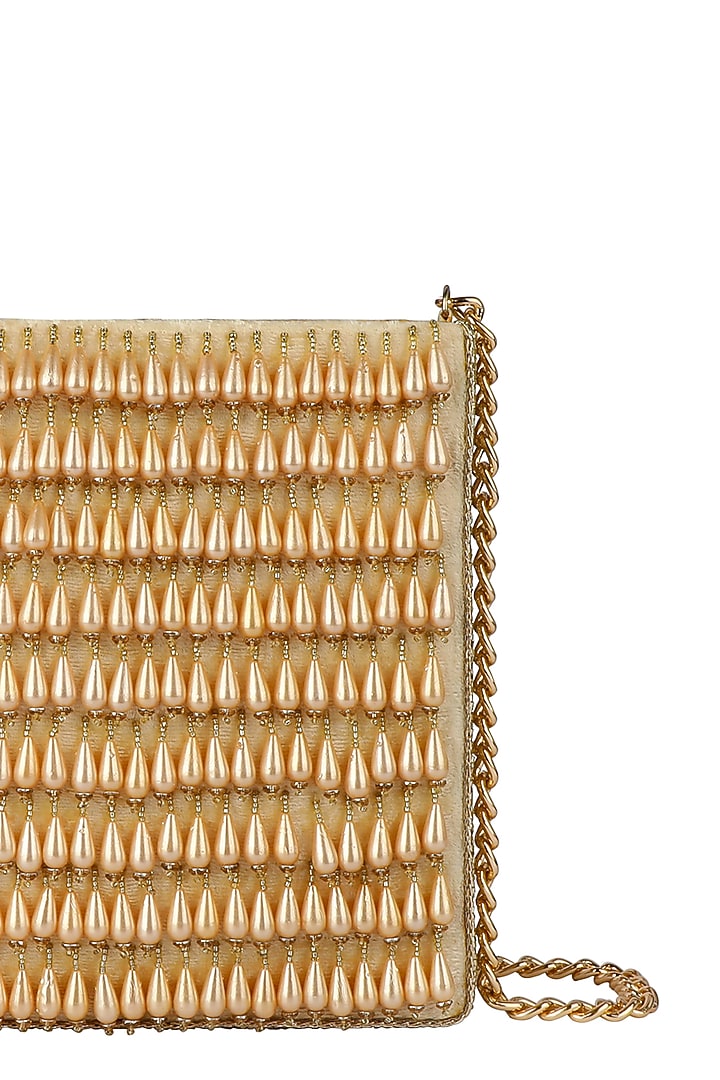 Gold Beaded Clutch by Fuchsia by Aashka Mehta at Pernia's Pop Up Shop