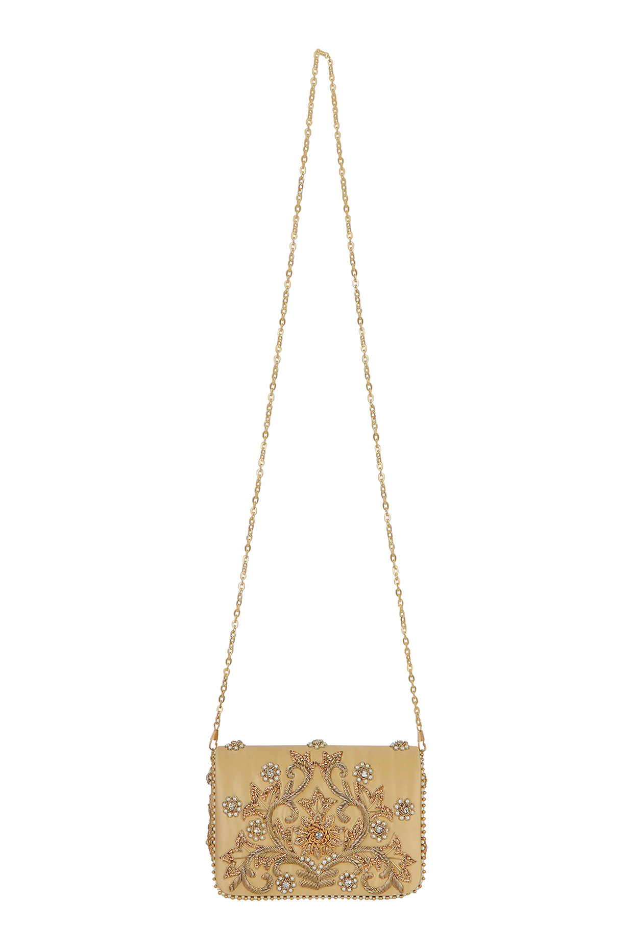 Gold Embellished Clutch by Fuchsia by Aashka Mehta at Pernia's Pop Up Shop