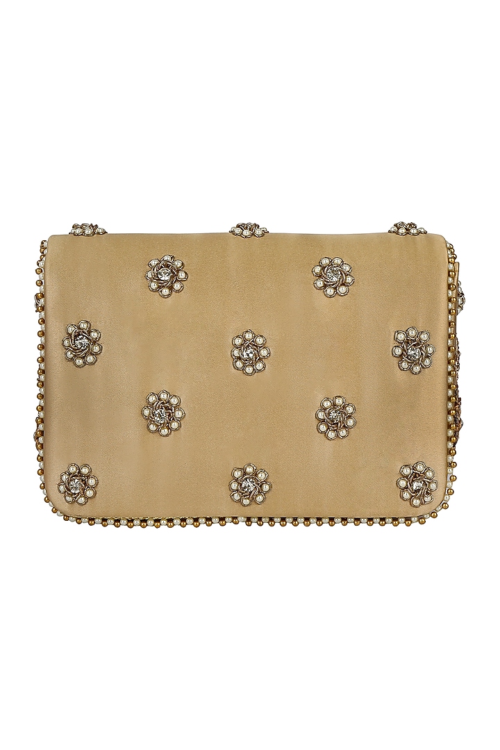 Gold Embellished Clutch by Fuchsia by Aashka Mehta at Pernia's Pop Up Shop