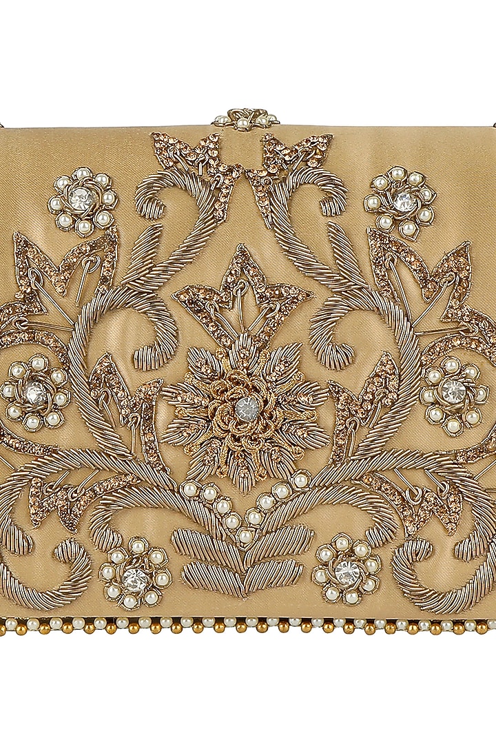 Gold Embellished Clutch by Fuchsia by Aashka Mehta at Pernia's Pop Up Shop