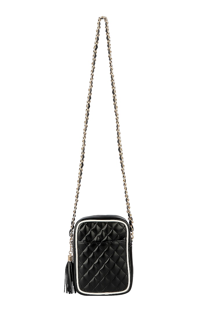Black Quilted Sling Bag by Fuchsia by Aashka Mehta