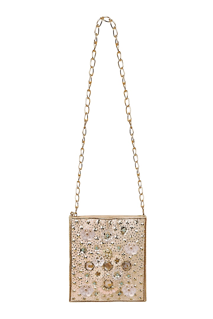 Rose Gold Embellished Clutch by Fuchsia by Aashka Mehta at Pernia's Pop Up Shop