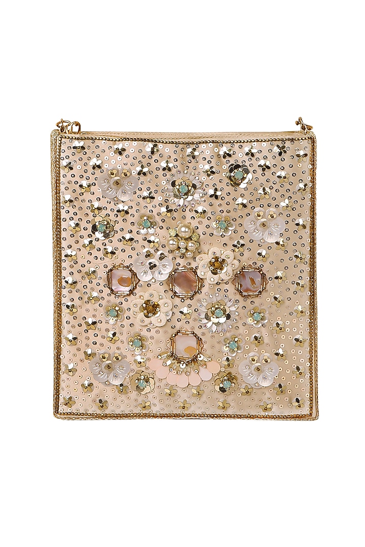 Rose Gold Embellished Clutch by Fuchsia by Aashka Mehta at Pernia's Pop Up Shop
