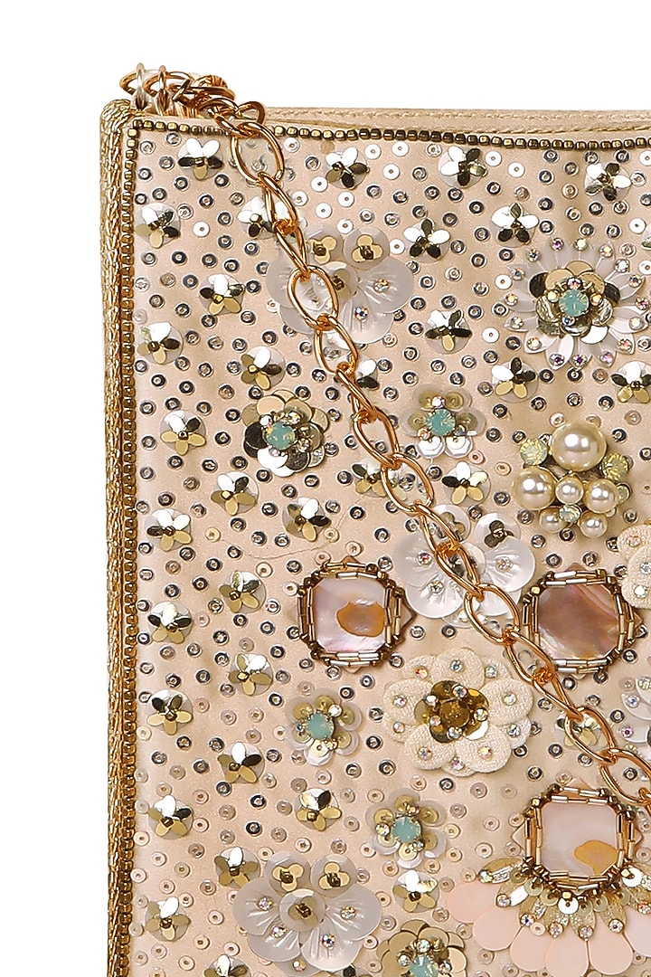 Rose Gold Embellished Clutch by Fuchsia by Aashka Mehta at Pernia's Pop Up Shop