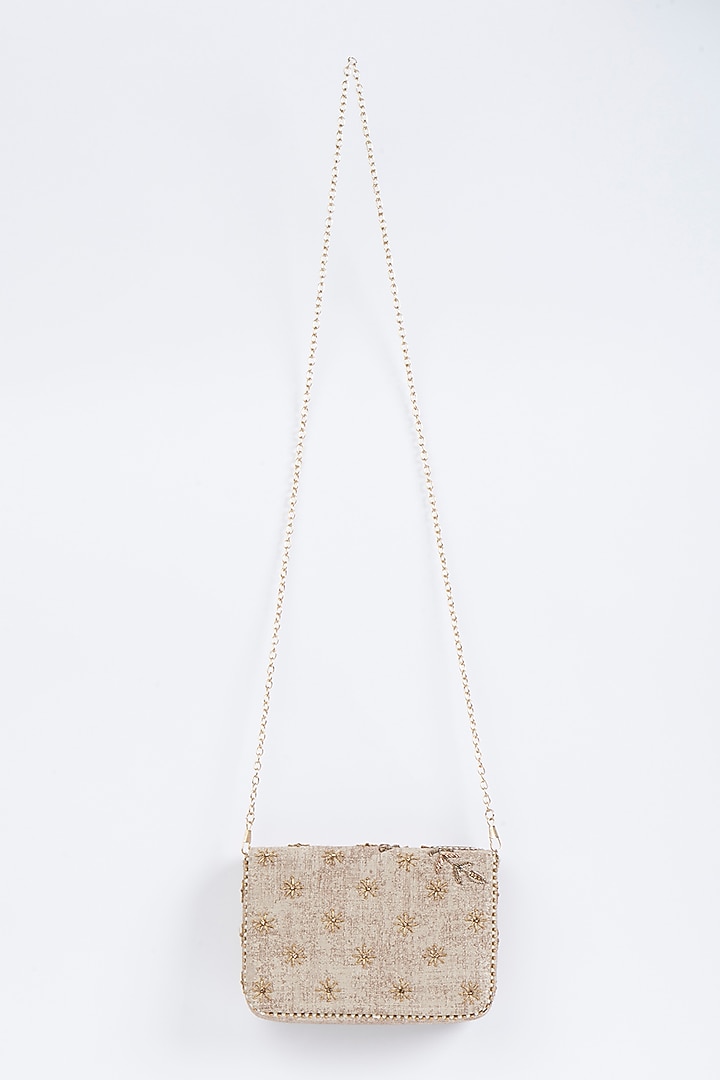 Gold Silk Clutch by Fuchsia by Aashka Mehta at Pernia's Pop Up Shop