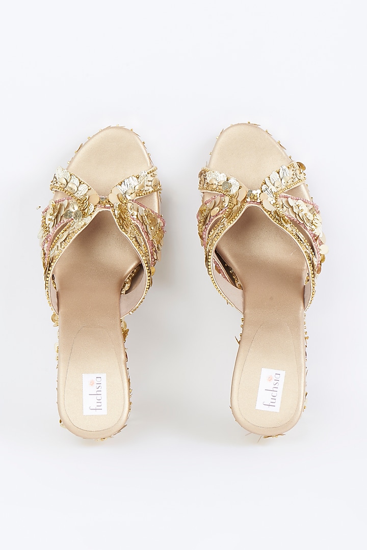 Gold Sequins Sandals by Fuchsia by Aashka Mehta at Pernia's Pop Up Shop