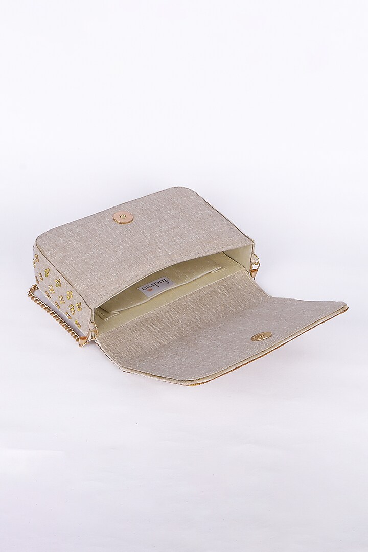 Gold Silk Sequins Hand Embroidered Clutch Bag by Fuchsia by Aashka Mehta at Pernia's Pop Up Shop