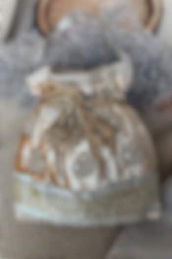 Gold Silk Embroidered Potli Bag by Fuchsia by Aashka Mehta at Pernia's Pop Up Shop