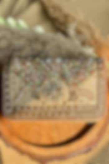 Multi-Colored Silk Pearl Embroidered Clutch Bag by Fuchsia by Aashka Mehta at Pernia's Pop Up Shop