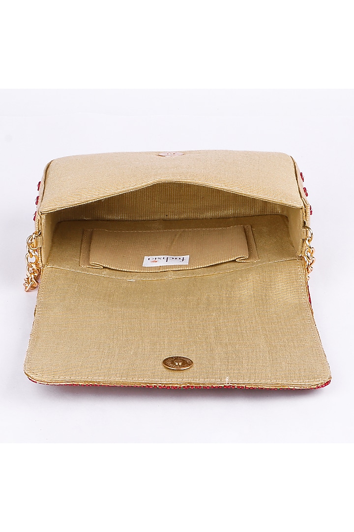 Multi-Colored Silk Pearl Embroidered Clutch Bag by Fuchsia by Aashka Mehta at Pernia's Pop Up Shop