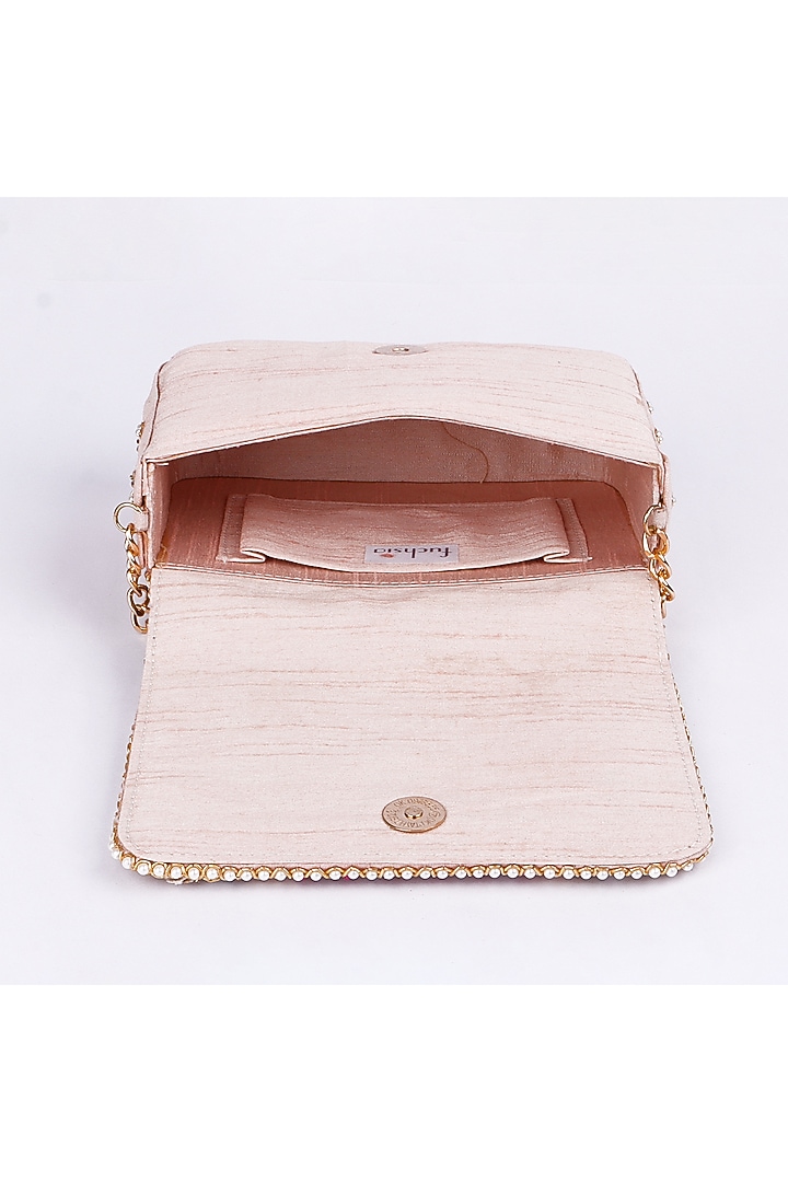 Multi-Colored Silk Pearl Embroidered Clutch Bag by Fuchsia by Aashka Mehta at Pernia's Pop Up Shop